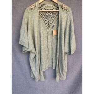 NWT Earthbound Trading Co. Small Green Kimono Boho Lace Back
